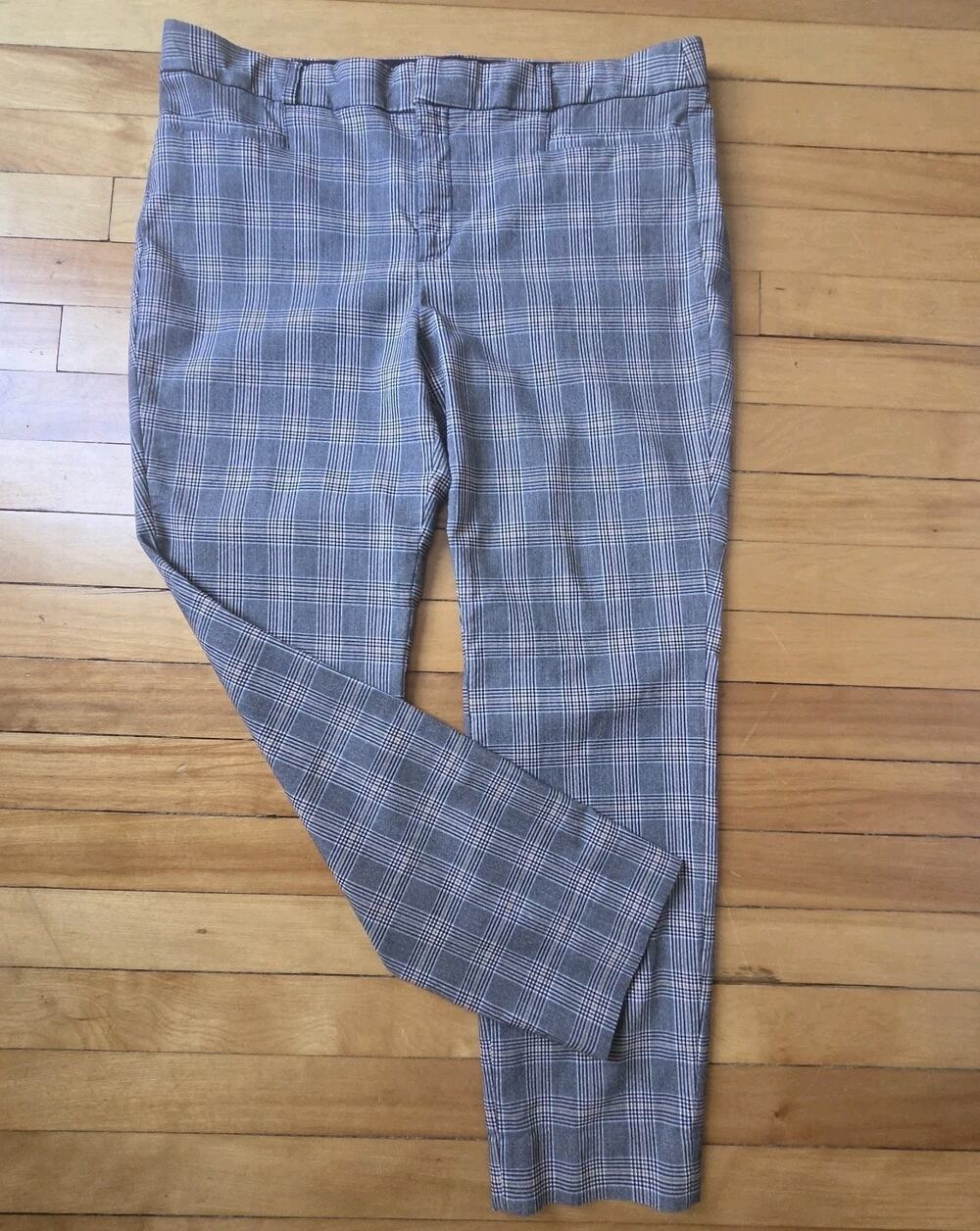 Banana Republic Sloan Plaid Pants Gray Stretch Ankle Trousers Women’s 14